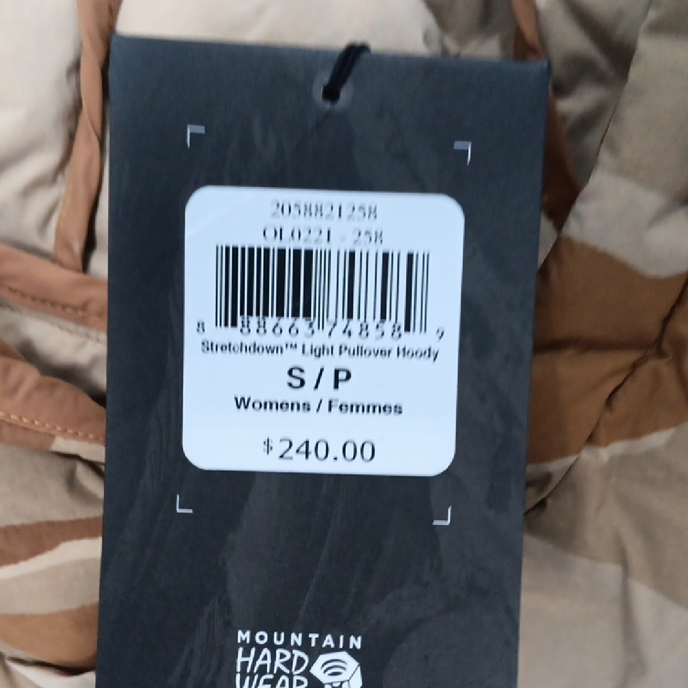 Mountain Hardwear Women's Tan and Brown Camo Stretchdown Light Pullover Hoody